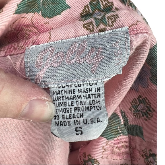 VTG 80's/90's JOLLY U.S.A Pink Floral 100% Cotton Denim Like Crop Jacket Sz Sm - Picture 15 of 16